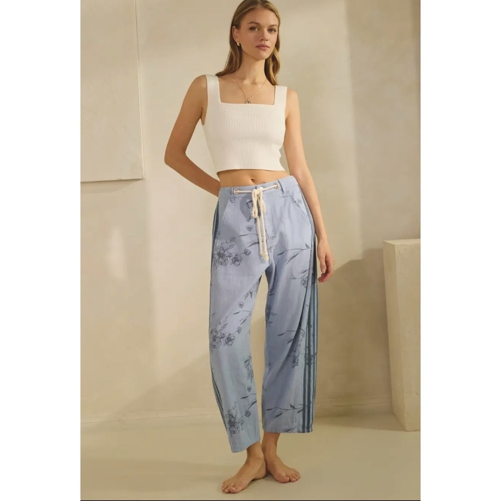 Oddi Blue Floral Drawstring Pants